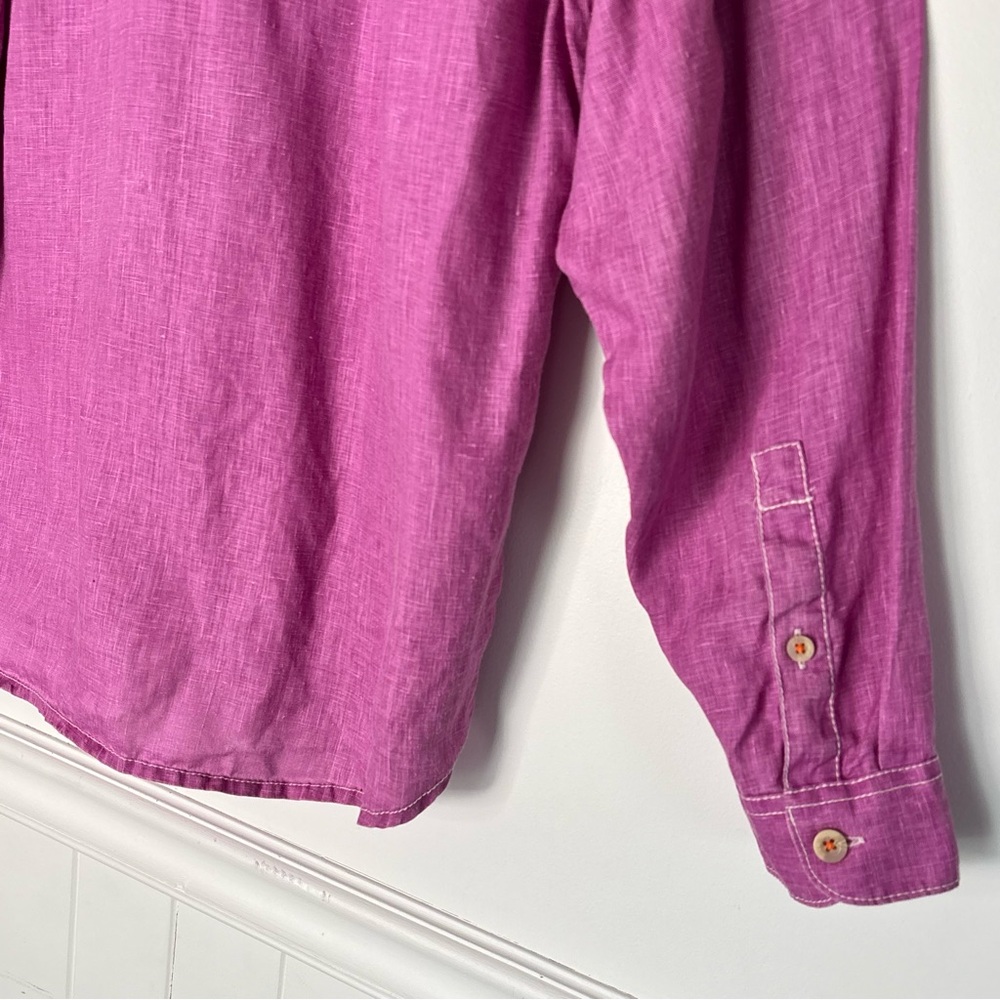 Tommy Bahama Men's 100% Linen Casual Purple Button Down Shirt Size Large - Picture 16 of 16